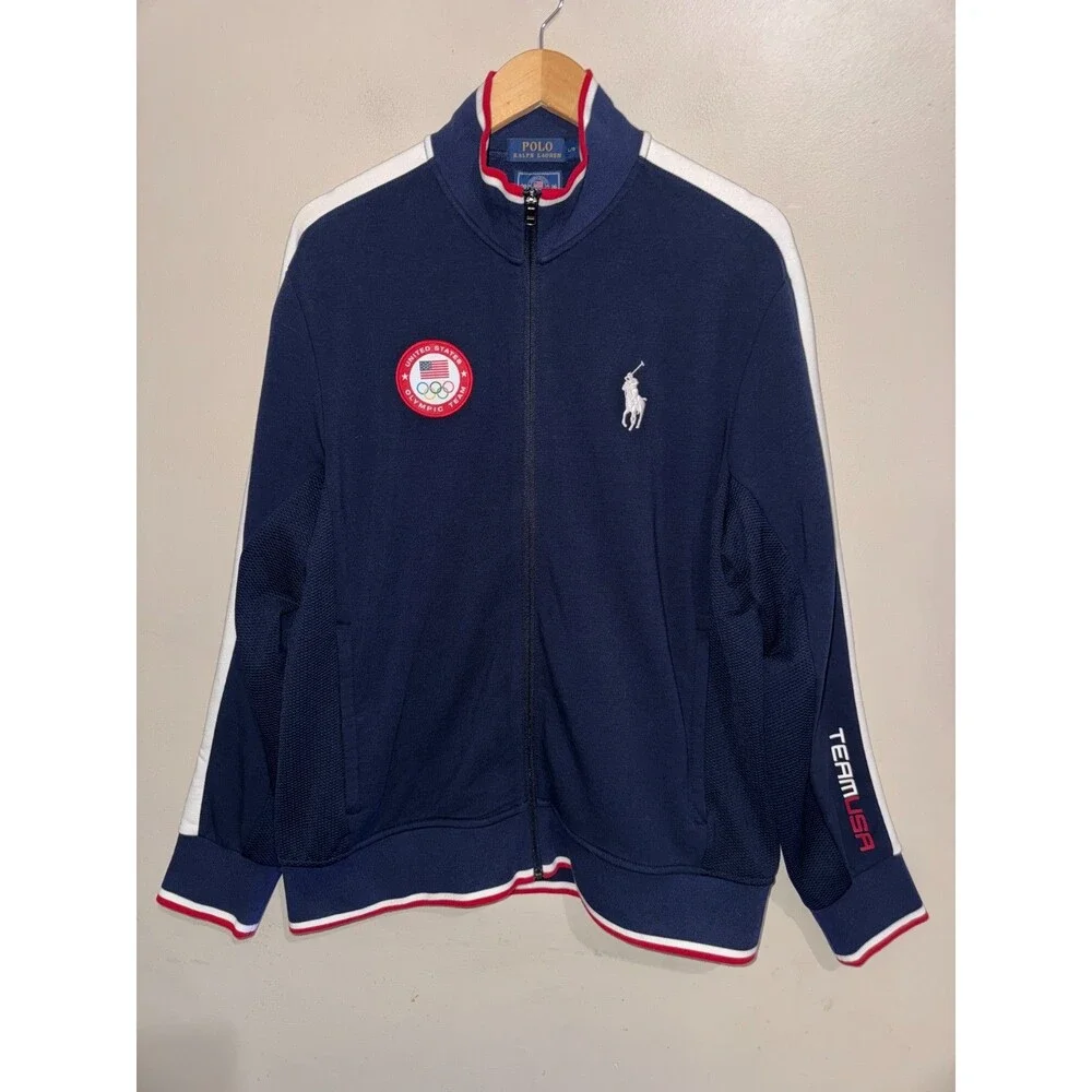 Polo Ralph Lauren 2016 Olympic Team USA Track Top Jacket Navy Mens Size L RARE
